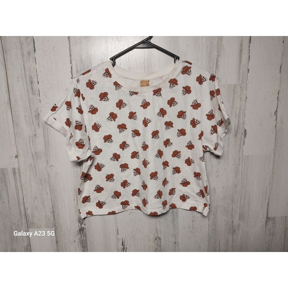 Cowboy Skulls White Cropped Tee Medium Vibe N'